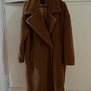 Brown teddy faux fur coat